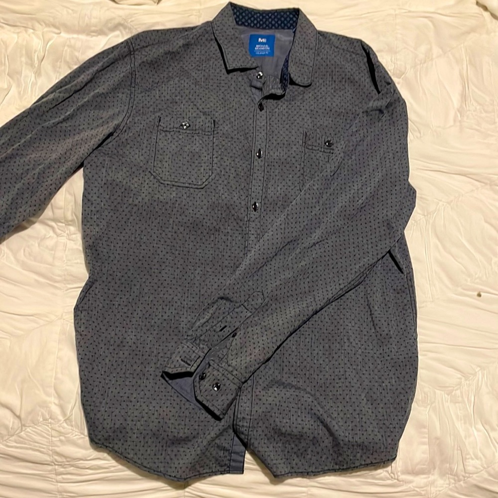 Michael Brandon blue button down men’s long sleeve shirt.